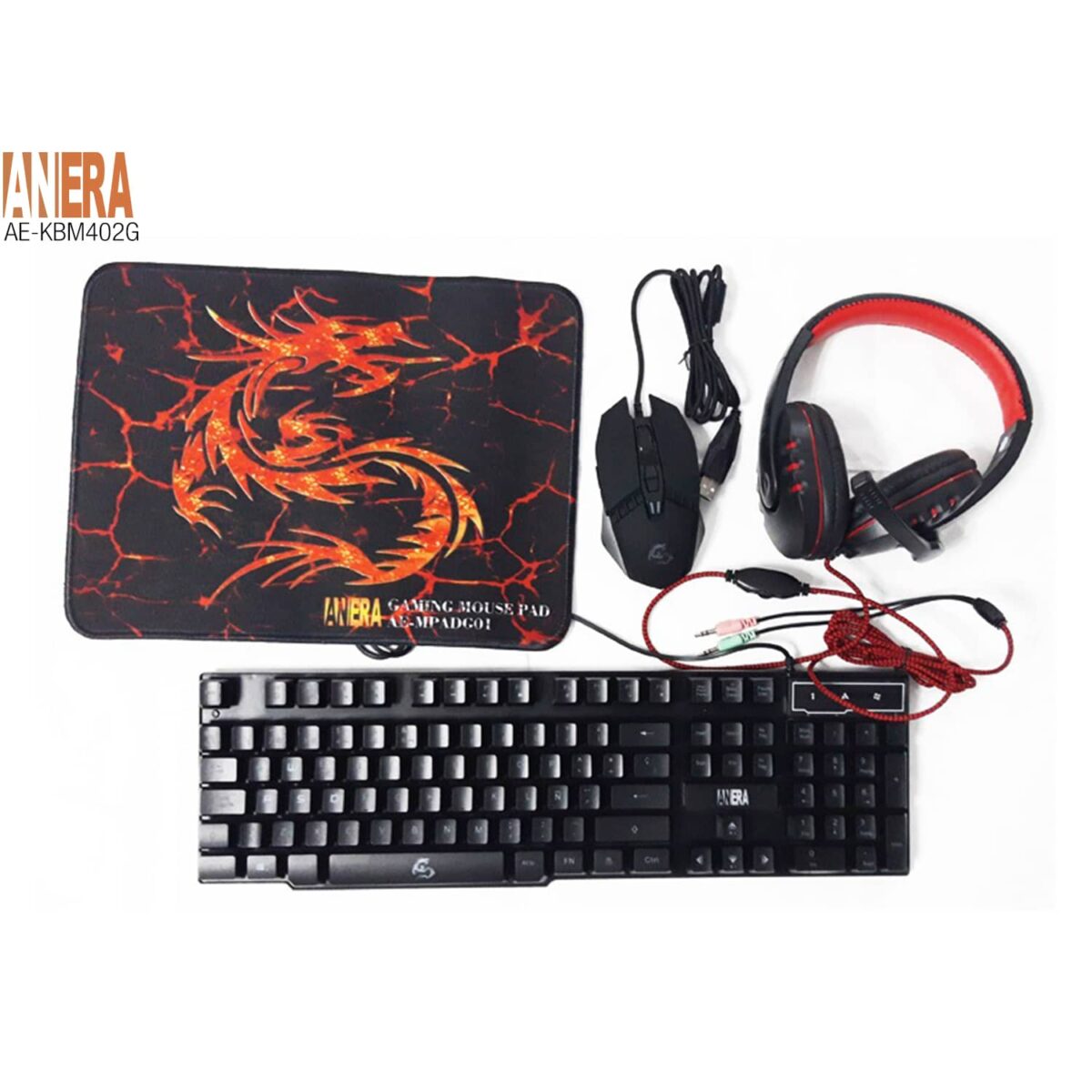 COMBO ANERA TECLADO MOUSE HEADSET Y MOUSE PAD - Imagen 1