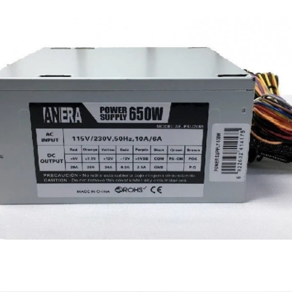 FUENTE DE PODER 650W+ CABLE DE PODER