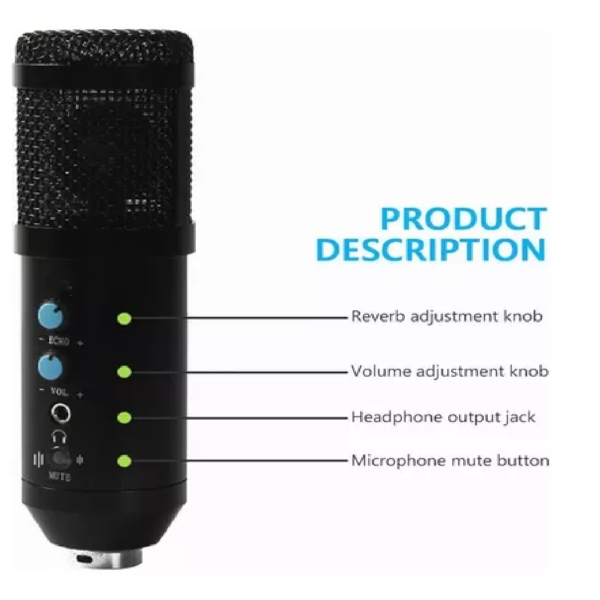 MICROFONO CONDENSADOR KIT USB PARA ESTUDIO - Imagen 3
