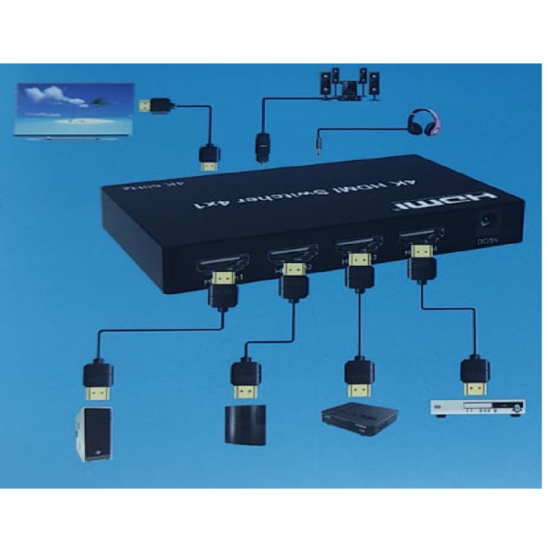 SWITCH HDMI 4X1 V2.0 AUDIO CON CONTROL REMOTO 4K - Imagen 2