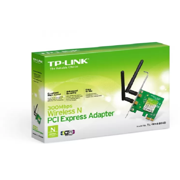 TARJETA DE RED TPLINK WIFI 2 ANTENAS 300MPBS PCI-EXPRESS
