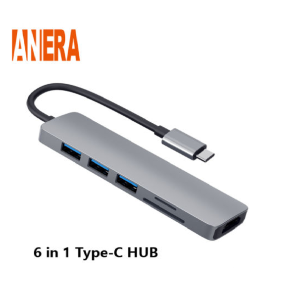 ADAPTADOR TIPO C 6EN1 HDMI USB3P ALUMINIO