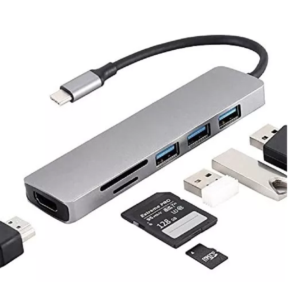 ADAPTADOR TIPO C 6EN1 HDMI USB3P ALUMINIO - Imagen 2