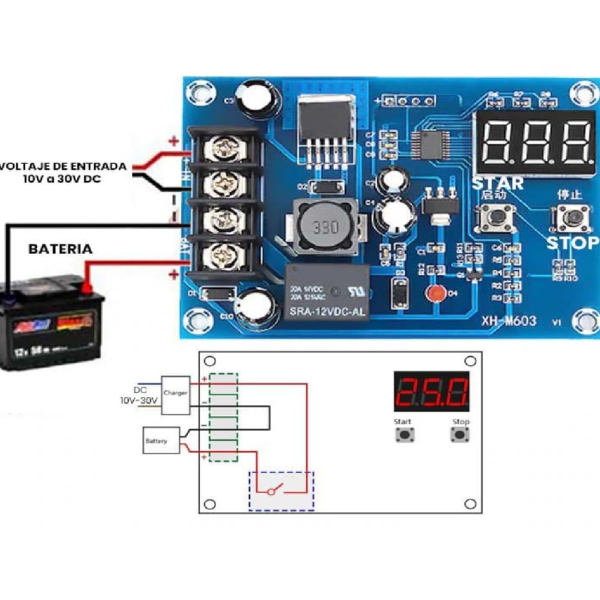 MODULO DE CONTROL DE CARGA PARA BATERIA 12/24V - Imagen 3