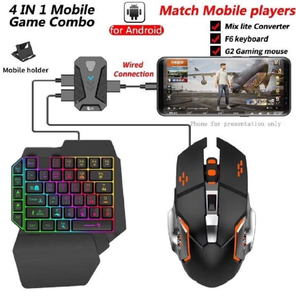 COMBO GAMER 4 EN 1 -TECLADO MOUSE CELULAR ANDROID