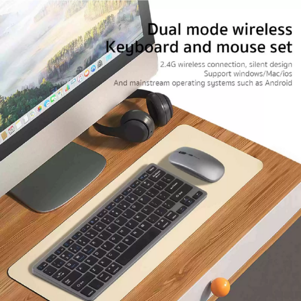 COMBO TECLADO WIRELESS RECARGABLE GRIS - Imagen 3