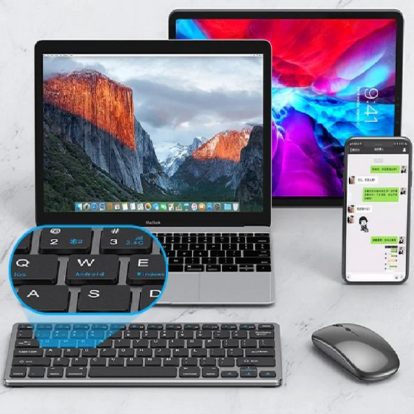 COMBO TECLADO WIRELESS RECARGABLE GRIS - Imagen 4