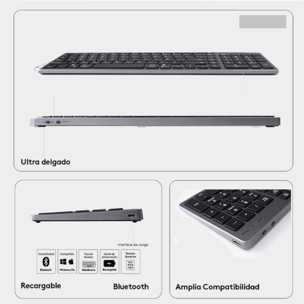 COMBO TECLADO WIRELESS RECARGABLE+ NUMERICO - Imagen 3