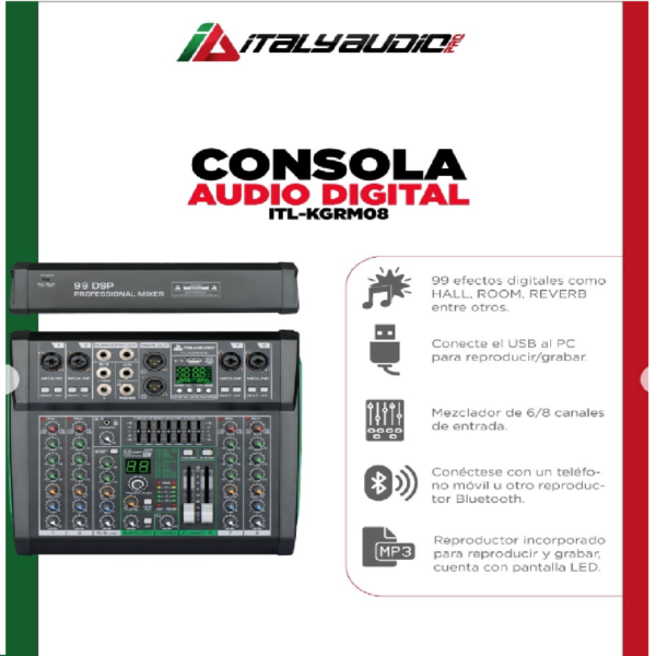 CONSOLA 8 CANALES, 99 DSP ITALY AUDIO PRO DIGITAL
