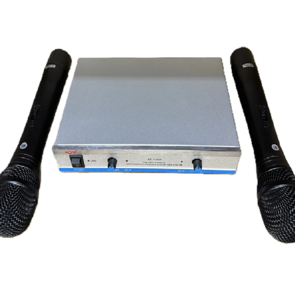 MICROFONO DOBLE CON BASE INALAMBRICO VHF AT-1260