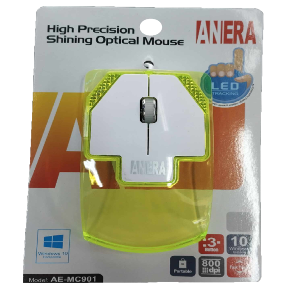 MOUSE USB LED AZUL VERDE TRANSPARENTE 800DPI - Imagen 2