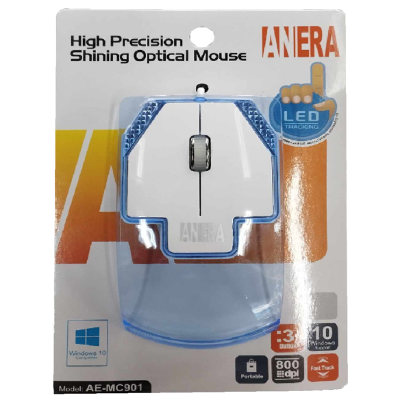 MOUSE USB LED AZUL VERDE TRANSPARENTE 800DPI