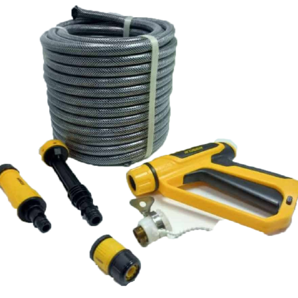 JUEGO DE PISTOLA DE AGUA PARA AUTO CON TUBERIA DE PVC DE 20M
