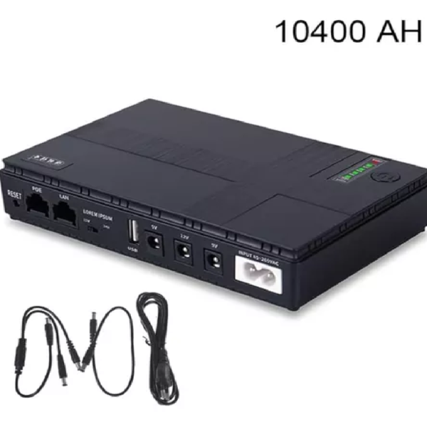 MINI UPS 5V 9V 12V USB 10400MAH 4H 36W NEGRO