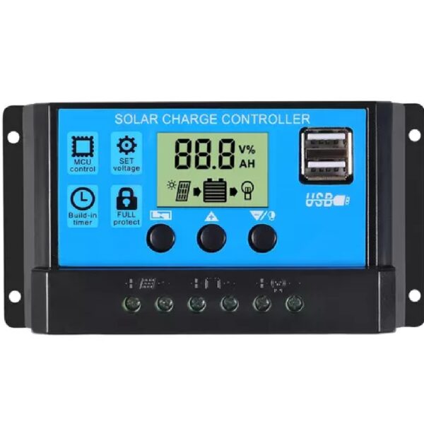 CONTROLADOR DE CARGA SOLAR 30AMP 2PUERTOS USB