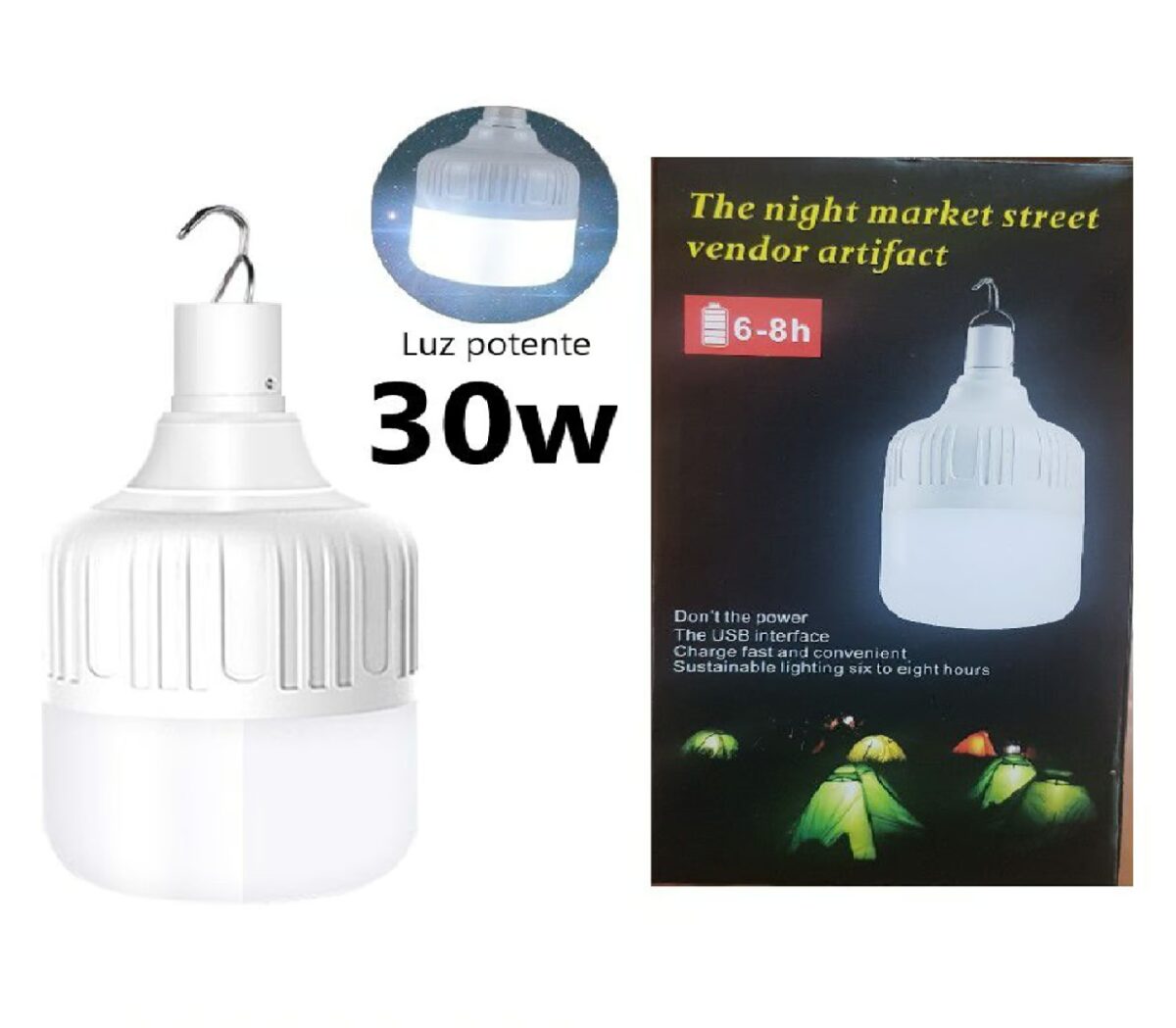 FOCO RECARGABLE USB, 30W, 2400mAh, 95mm 1 FOCO RECARGABLE USB, 30W, 2400mAh, 95mm - Imagen 1