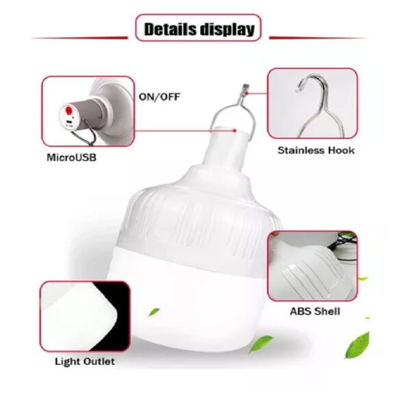 FOCO RECARGABLE USB, 40W, 3600mAh, 105mm - Imagen 5