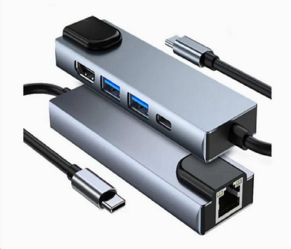 HUB TIPO C 5 EN 1 USB-1HD/PD/RJ45 - Electrocompu Quito