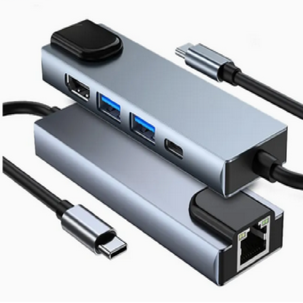 HUB TIPO C 5 EN 1 USB-1HD/PD/RJ45