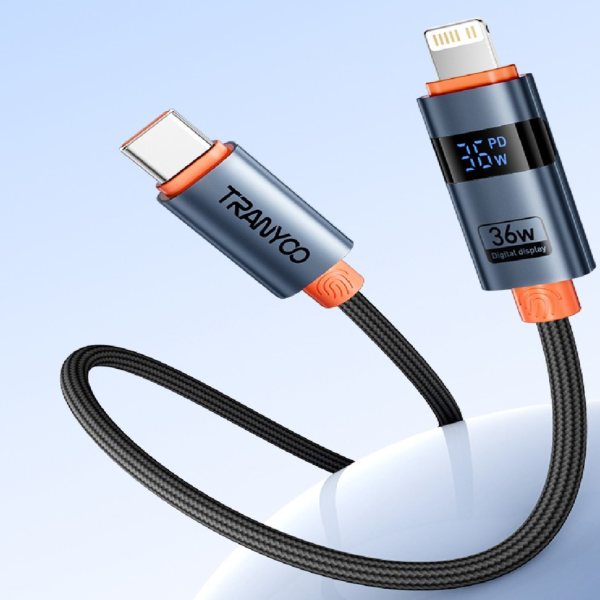 CABLE CON PANTALLA TIPO C CARGA RAPIDA TRENZADO - Imagen 3