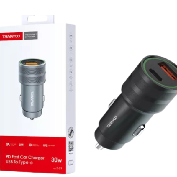 CARGADOR FAST DE CIGARRERA  NEGRO USB+TIPO C 5A