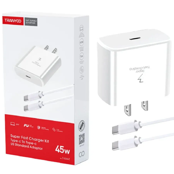 CARGADOR TIPO C DE LAPTO Y CELULAR 45W 1M BLANCO