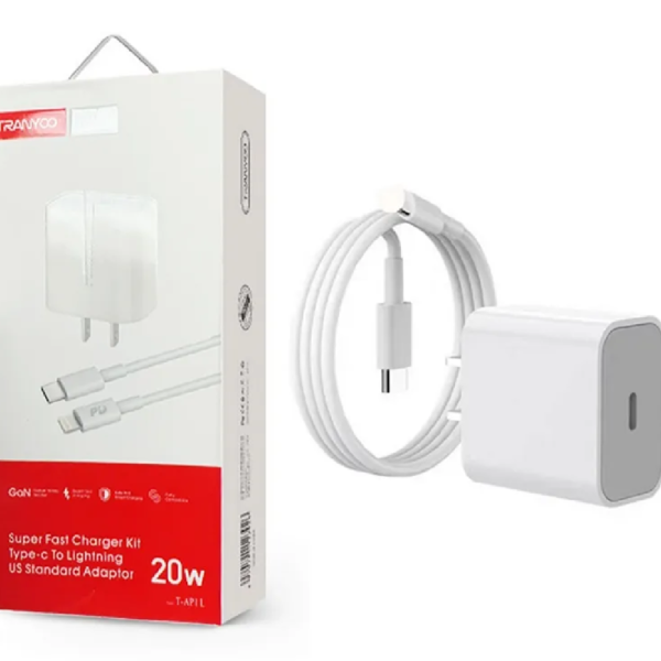 CUBO + CABLE C A IPHONE 20W TIPO CARGA RAPIDA