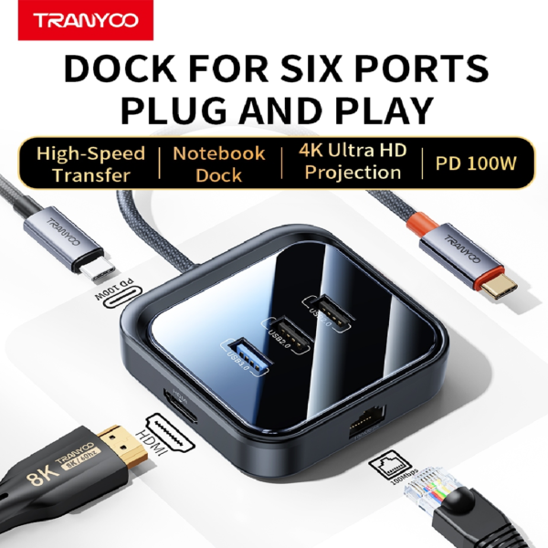 HUB PD100W+1P*USB3.0+2P*USB2.0*2+RJ45+HDMI