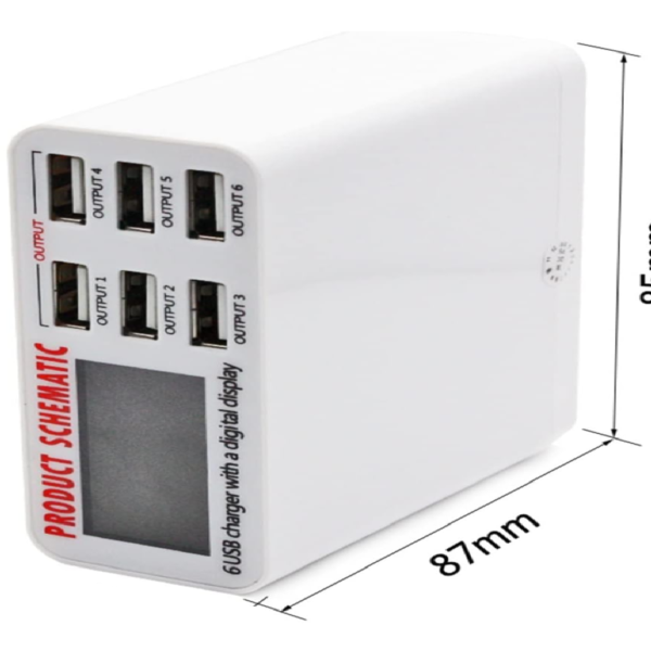 CARGADOR USB 6 PUERTOS CARGA RAPIDA - Imagen 3