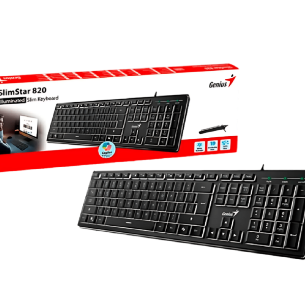 TECLADO GENIUS SlimStar 820 Illuminated Slim USB with AI Copilot