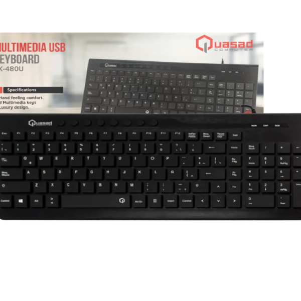 TECLADO QUASAD QK-480U MUTIMEDIA WIRED 1.5MTS NEGRO