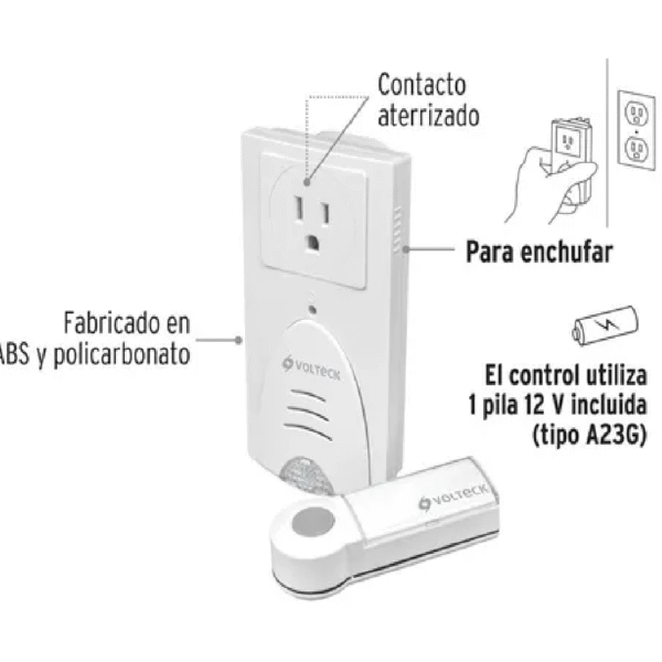 TIMBRE INALAMBRICO CON 1 CONTACTO 1 CONTROL 1 TONO - Imagen 3