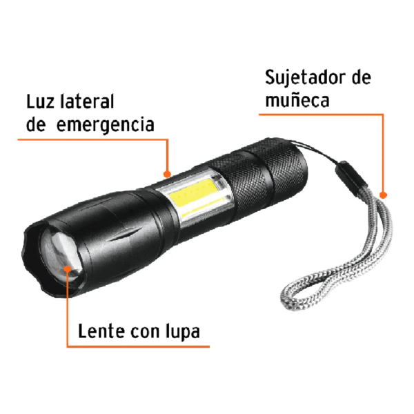 LINTERNA CON LUZ DE EMERGENCIA 270LM - Imagen 3