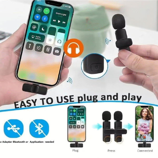 MICROFONO DE SOLAPA DUO K9 IPHONE INALAMBRICO - Imagen 5