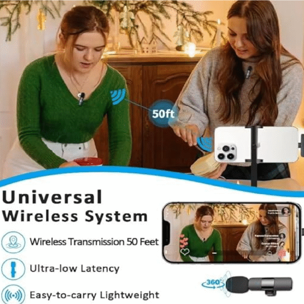 MICROFONO DE SOLAPA DUO K9 IPHONE INALAMBRICO - Imagen 6