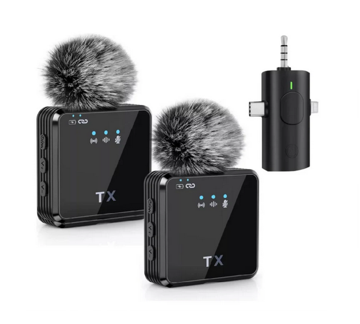 MICROFONO DE SOLAPA DUO TIPO C INALAMBRICO MICROFONO SOLAPA WIRILESS 3EN1 F11-2 - Imagen 1