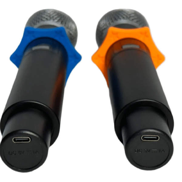 MICROFONO DOBLE RECARGABLES CON BASE INALAMBRICO UHF GRIS - Imagen 7