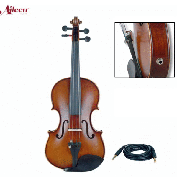 VIOLÍN ELÉCTRICO DE 4/4 CON ECUALIZADOR CUERPO DE MADERA MACIZA DIAPASÓN DE MADERA - Imagen 3