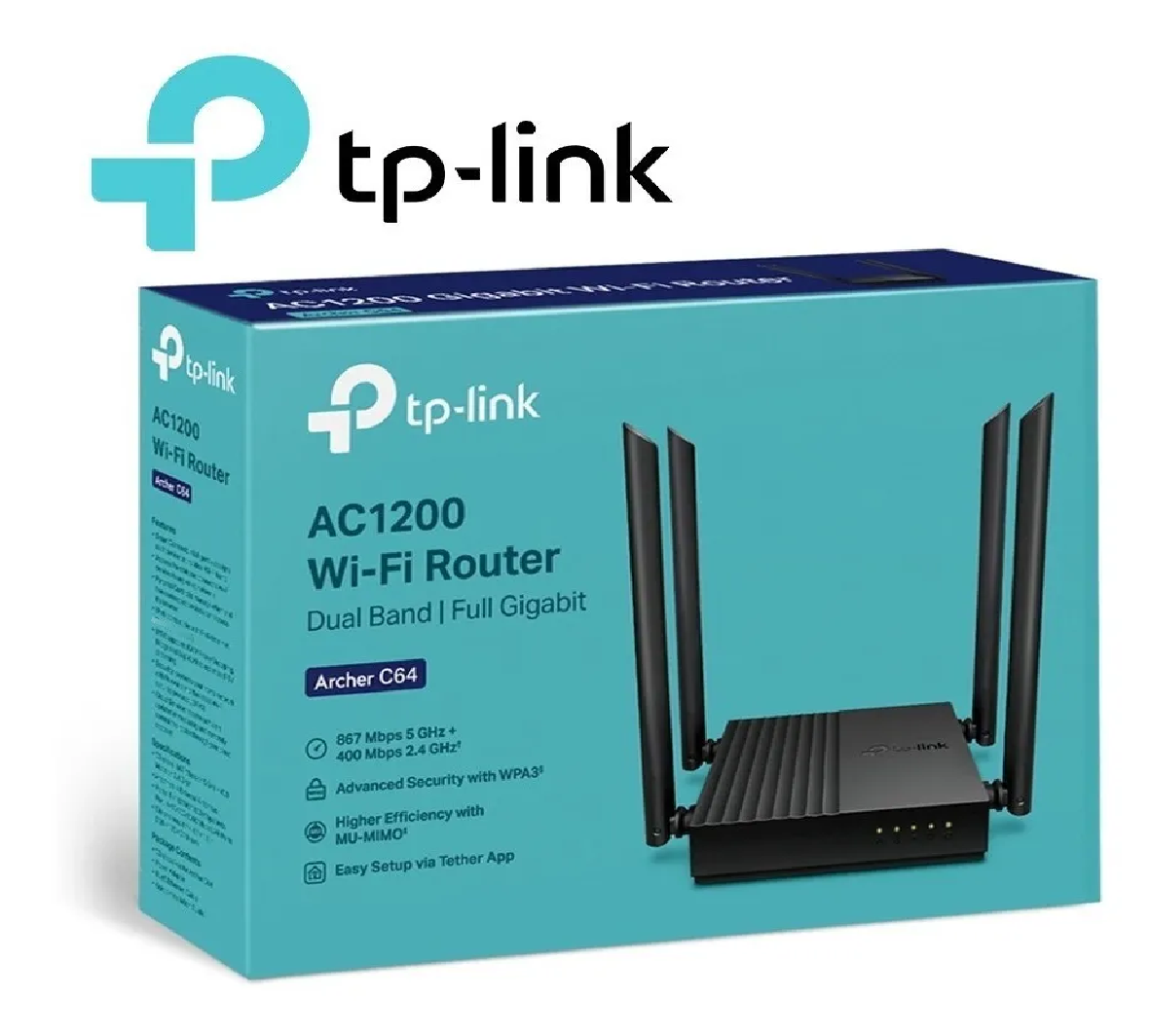 ARCHERC64 TP LINK ROUTER MU-MIMO AC1200 DOBLE BANDA 4 ANTENAS C64 - Imagen 1