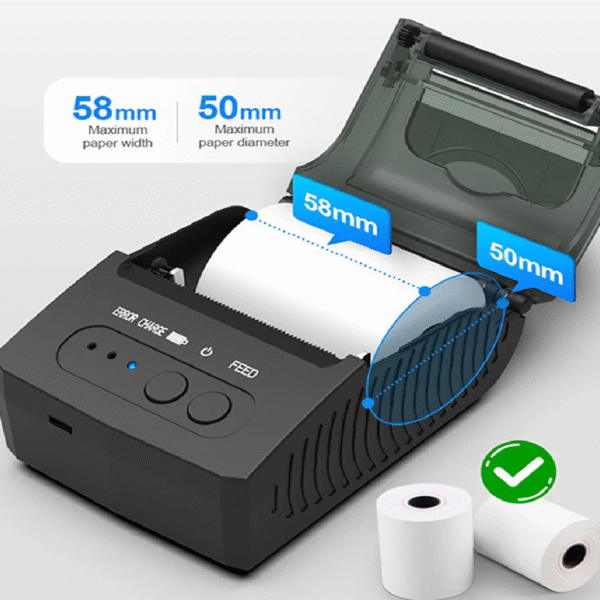 MINI IMPRESORA TÉRMICA PORTATIL 58MM 2000MAH - Imagen 3