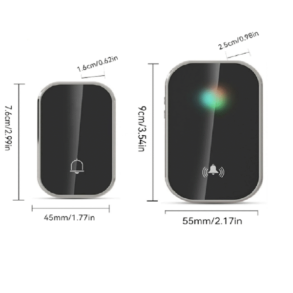 TIMBRE INALÁMBRICO 110V 1BOTON NEGRO/SILVER - Imagen 2