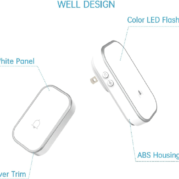 TIMBRE INALÁMBRICO 110V 1BOTON NEGRO/SILVER - Imagen 3