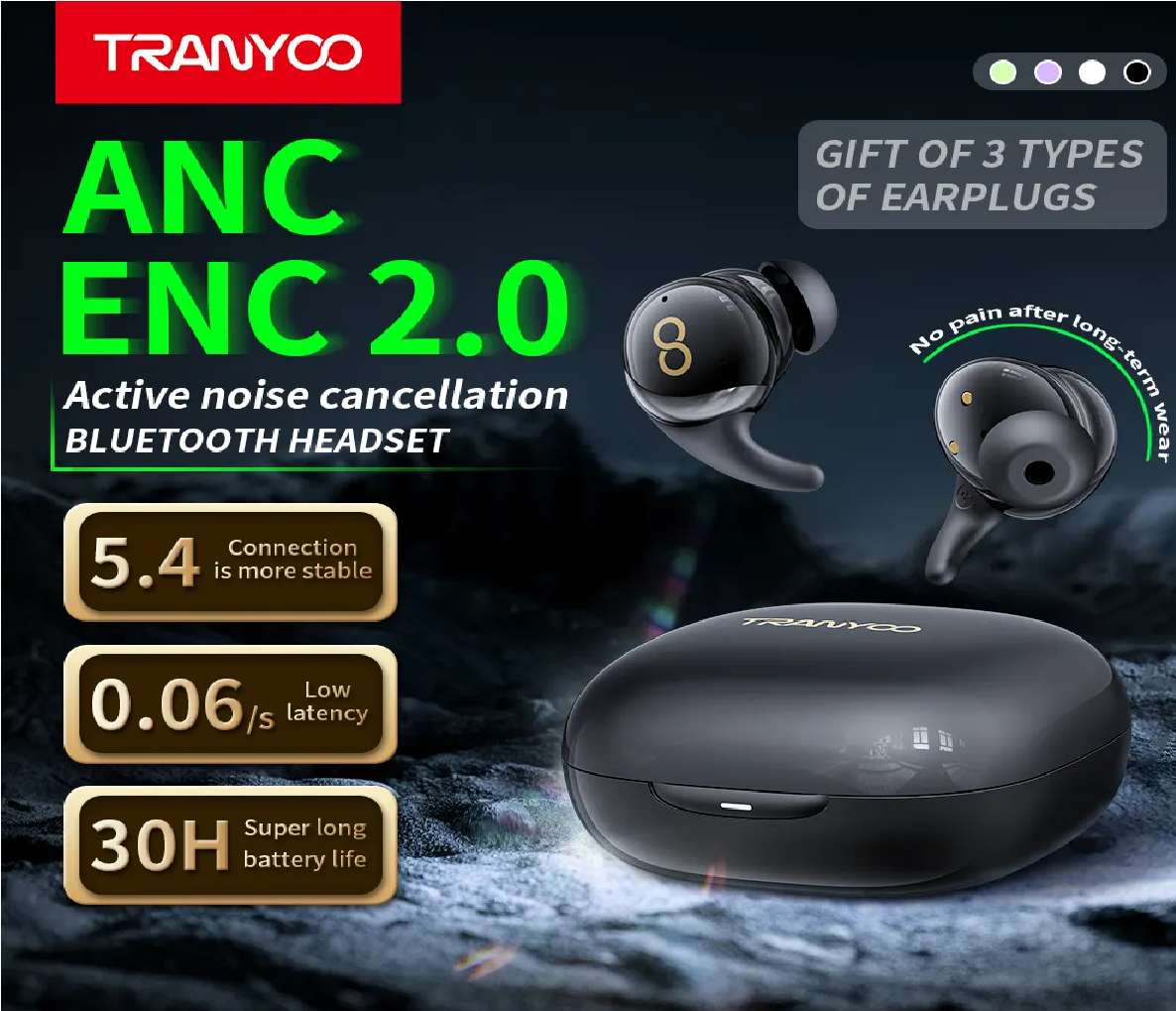 AUDIFONOS BLUETOOTH CON CANCELACIÓN ACTIVA DE RUIDO BLANCO AUDIFONOS BLUETOOTH CON CANCELACIÓN ACTIVA DE RUIDO BLANCO - Imagen 1