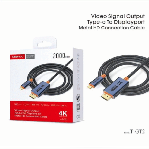 CABLE TIPO C A DISPLAY PORT 4K 2MT CON ESTUCHE