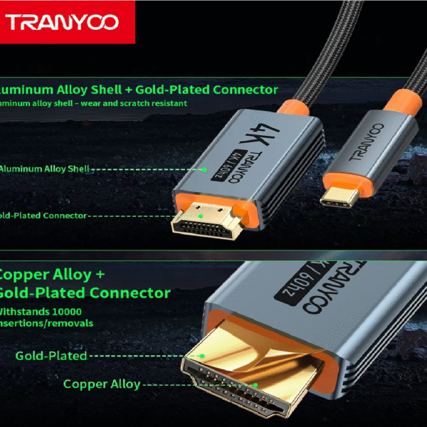 CABLE TIPO C A HDMI 4K 2MT CON ESTUCHE - Imagen 2