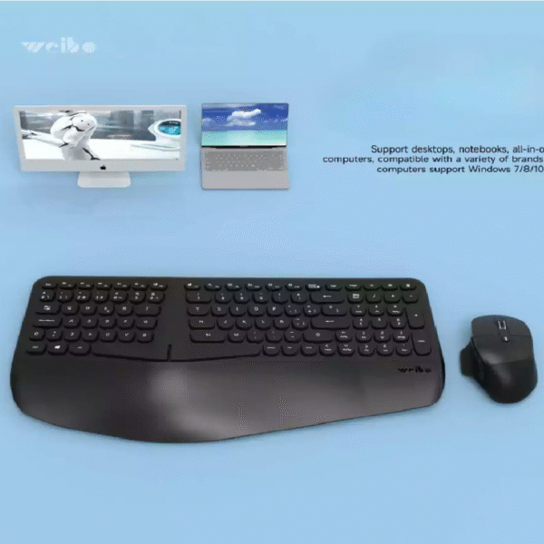 COMBO TECLADO Y MOUSE ERGONOMICO INALANBRICO - Imagen 5