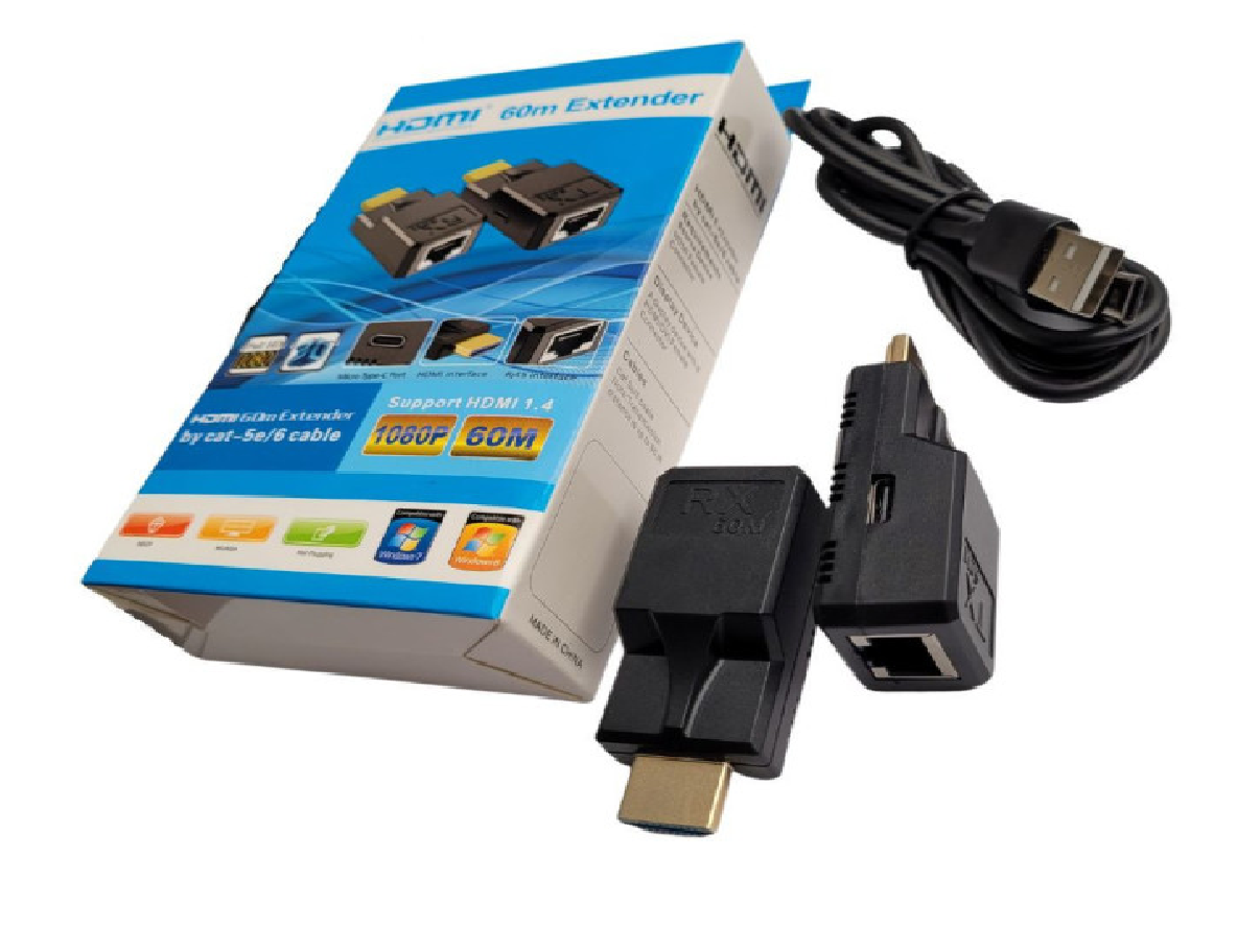 AMPLIFICADOR EXTENDER HDMI 30M 1 AMPLIFICADOR EXTENDER HDMI 60M MINI/UTP/CAT5/6 - Imagen 1