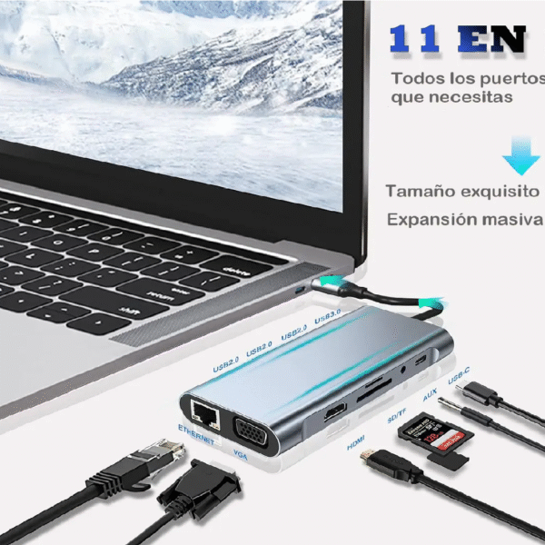 ADAPTADOR TIPO C A RJ45 11 EN 1 DOCKING - Imagen 5