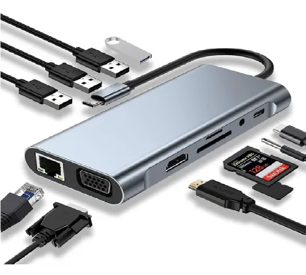 ADAPTADOR TIPO C A RJ45 11 EN 1 DOCKING ADAPTADOR TIPO C A RJ45 11 EN 1 DOCKING - Imagen 1