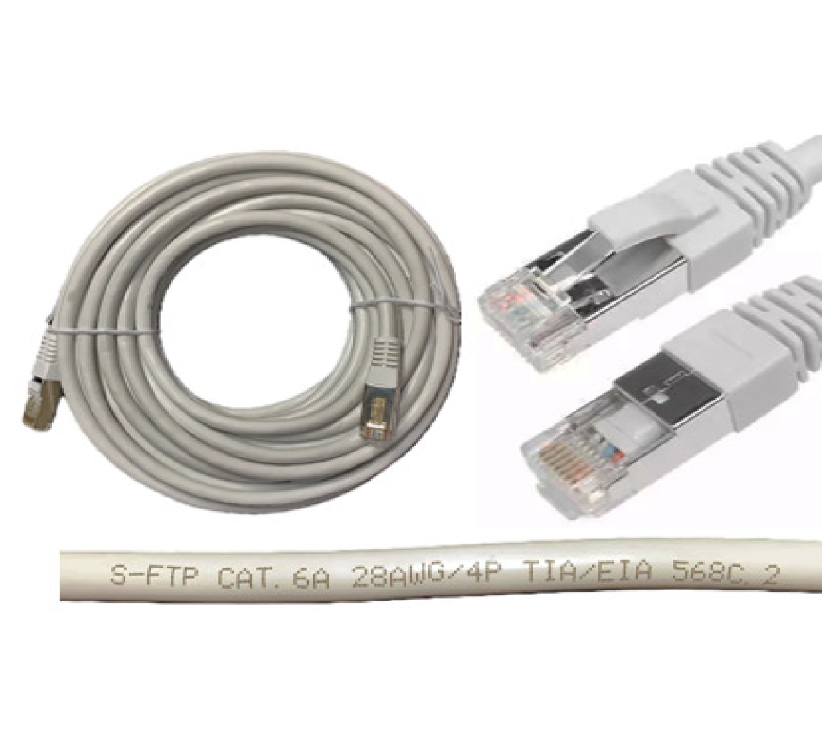 PATCH CORD 10M CAT6A S-FTP BLANCO PATCH CORD 10M CAT 6A S-FTP BLANCO - Imagen 1